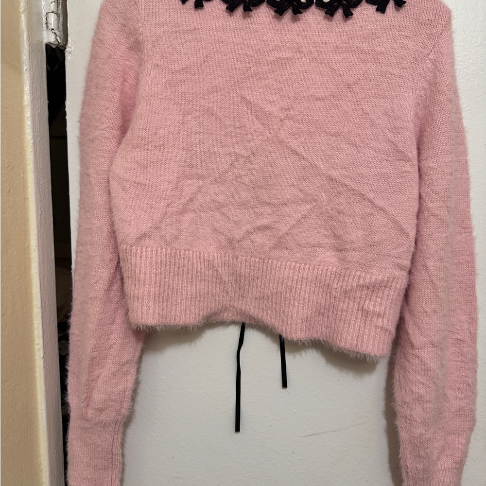 For Love & Lemons Pink Bow Trim Cardigan – Size XL – NWT - Picture 5 of 6